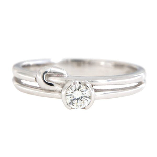 Anello Solitario Oro Bianco Diamante Fiore - immagine 6
