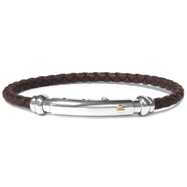 Bracciale Borsari Uomo Pelle Marrone Intrecciato O
