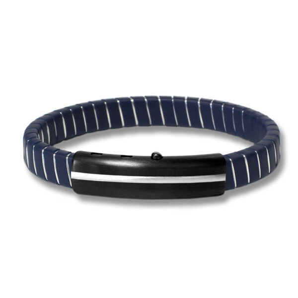 Bracciale Borsari Uomo Caucciù Blu Rame Rodio