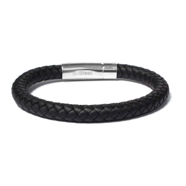Bracciale Borsari Uomo Caucciù Nero Intrecciato