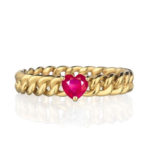 Anello Groumette Cuore Rubino Forever Unique