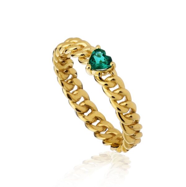 Anello Groumette Smeraldo Cuore Forever Unique