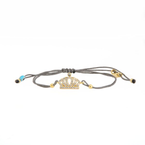 Bracciale Kurshuni Tessuto Grigio Corona Zirconi