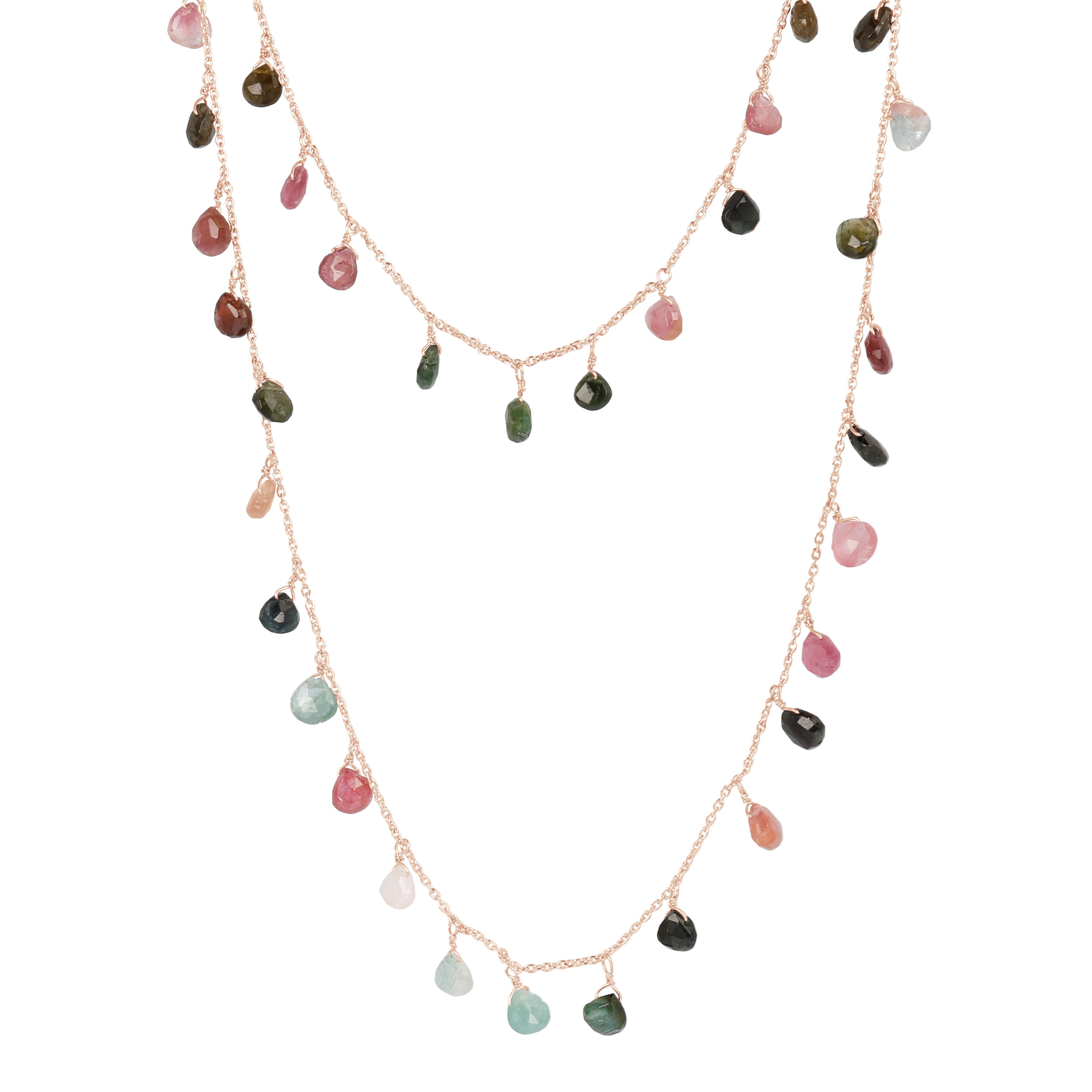 Collana Gocce D'Acqua Pendenti Placcato Oro 18 Carati