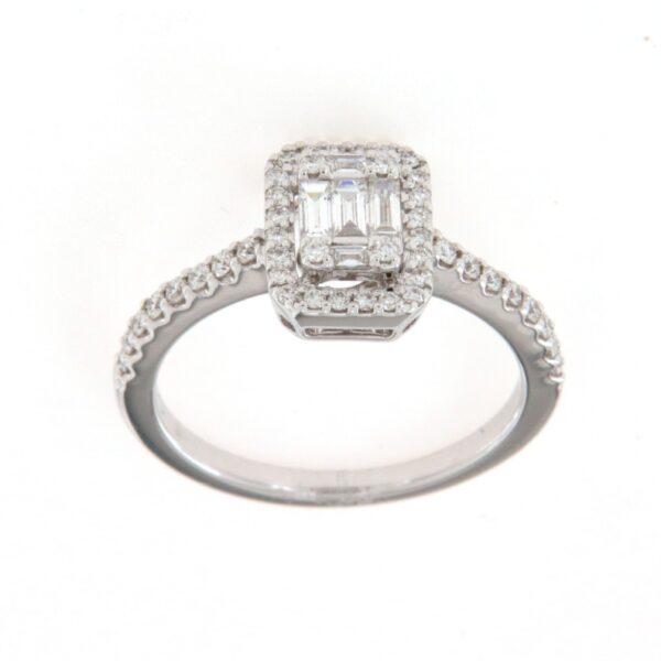 Anello diamanti baguette e brillante Crivelli