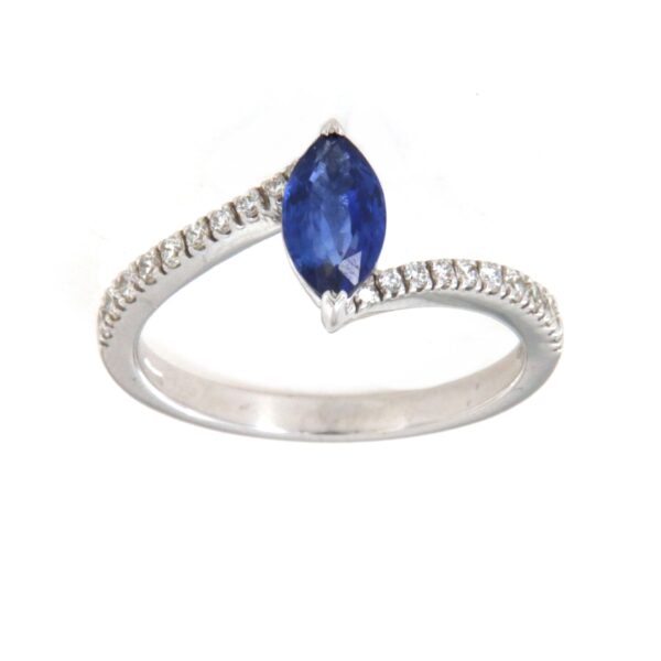 Anello Oro Zaffiro Blu Diamanti Crivelli