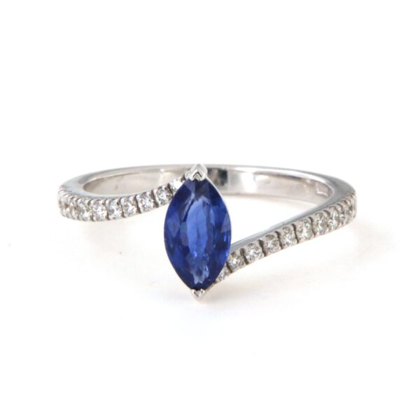 Anello Oro Zaffiro Blu Diamanti Crivelli - immagine 3