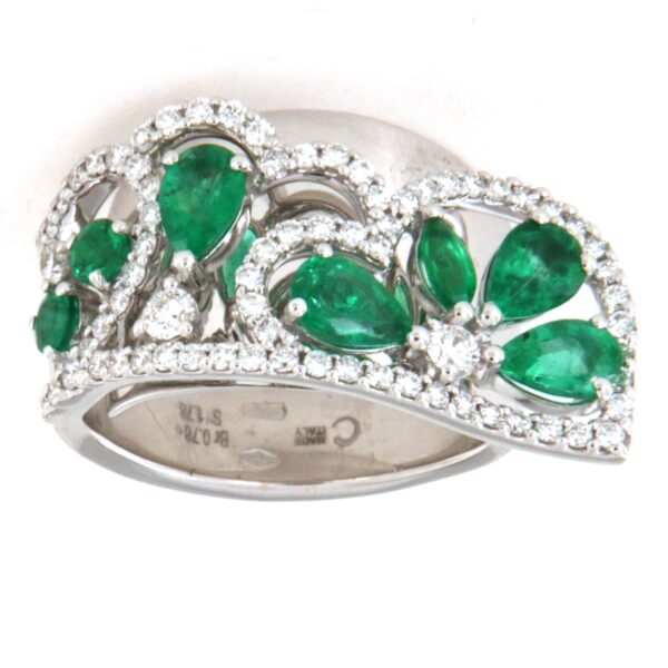 Anello Oro Diamanti Smeraldi Crivelli