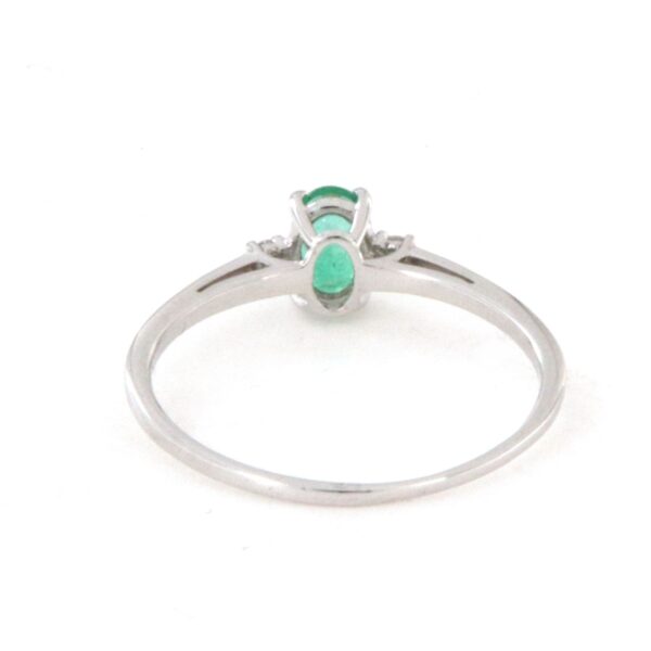 Anello Oro bianco 18  Smeraldo e Diamanti - immagine 6