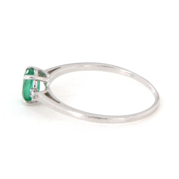 Anello Oro bianco 18  Smeraldo e Diamanti - immagine 5