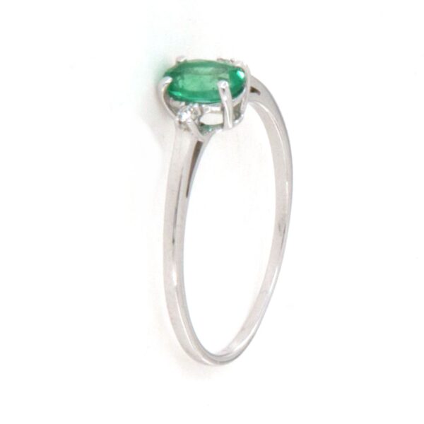 Anello Oro bianco 18  Smeraldo e Diamanti - immagine 4