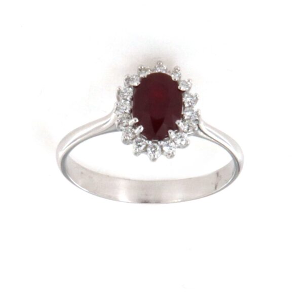 Anello in oro bianco 18 kt  Rubino Diamanti