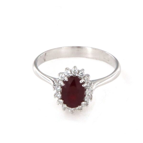 Anello in oro bianco 18 kt  Rubino Diamanti - immagine 3