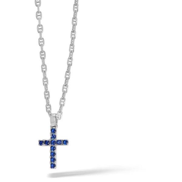 Girogola argento 925 pendente "Croce" Zirconi blu