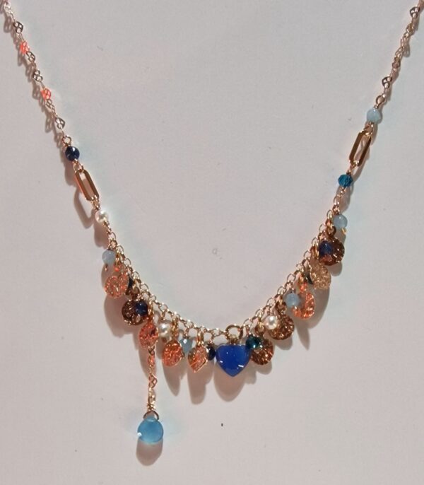 Collana Pendente Cuore Blu Perle Sacramore