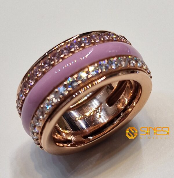 Fascetta Argento 925 Smalto A Fuoco Colore Rosa Zi