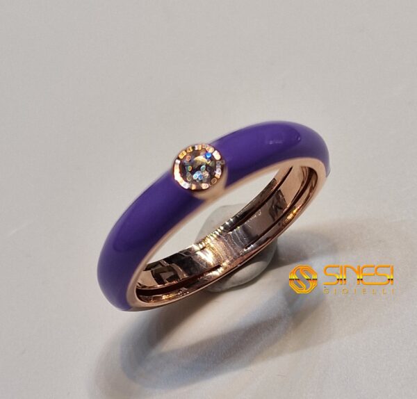 Fascetta Argento 925 Smalto A Fuoco Color Lilla Zi