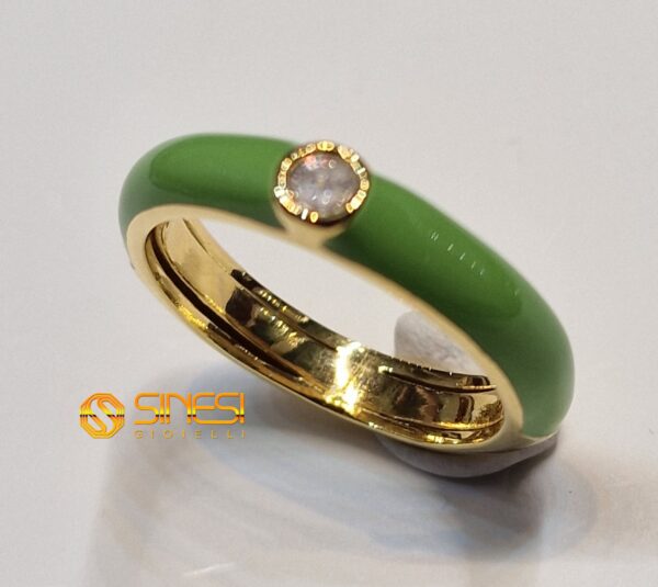 Fascetta Argento 925 Smalto A Fuoco Color Verde Pr