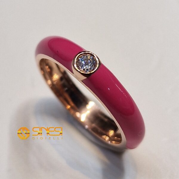 Fascetta Argento 925 Smalto A Fuoco Color Fucsia Z