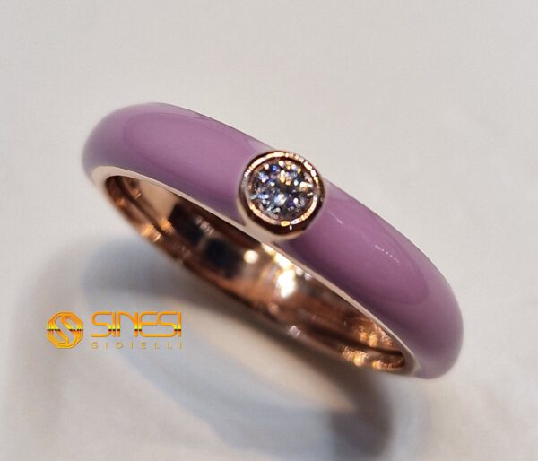 Fascetta Argento 925 Smalto A Fuoco Color Rosa Zir