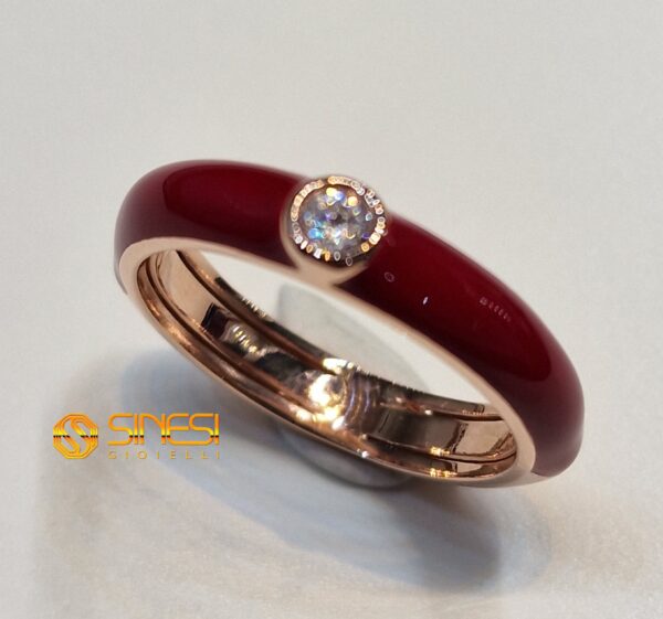 Fascetta Argento 925 Smalto A Fuoco Color Rosso Zi
