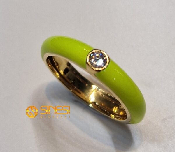 Fascetta Argento 925 Smalto A Fuoco Color Giallo Z