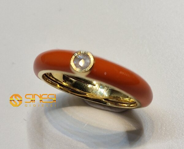 Fascetta Argento 925 Smalto A Fuoco Color Arancion