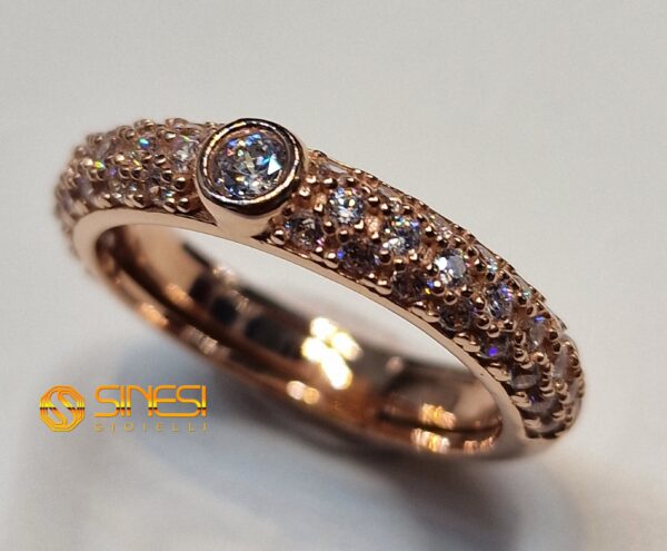 Fascetta Argento 925 Pavè Color Bianco Con Zircone