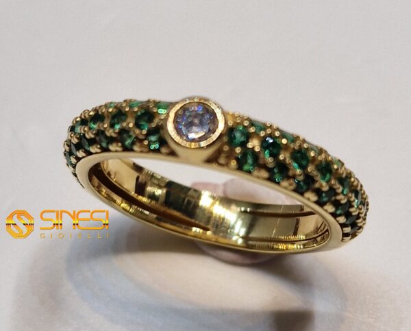 Fascetta Argento 925 Pavè Color Verde Con Zircone
