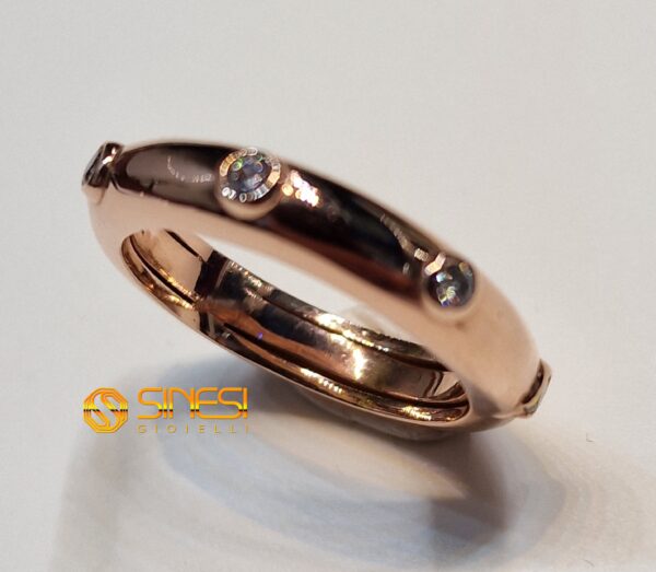 Anello Argento 925 Con Zirconi Color Rosato Mis 16