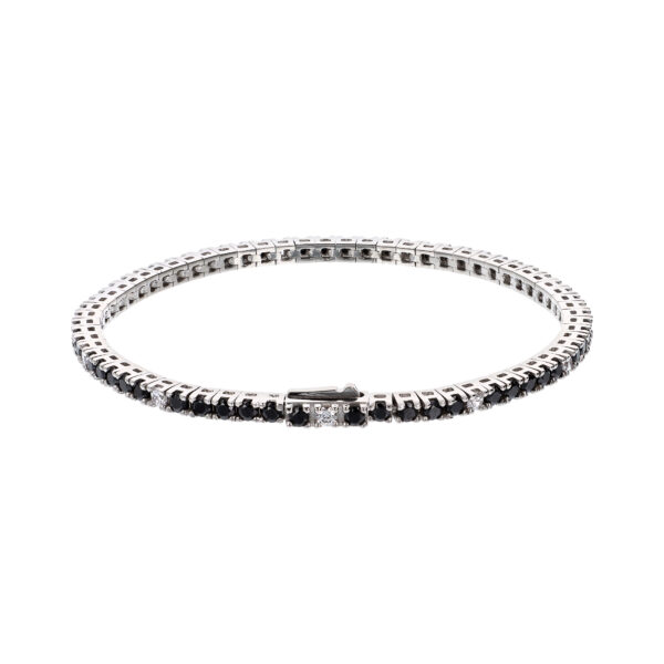 Bracciale Tennis Con Pietre Alternate Nere E Bianc