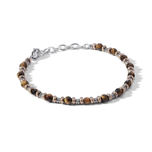 Bracciale in acciaio rosè e occhio di tigre