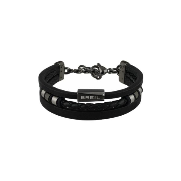 Bracciale acciaio pelle nera  Breil TJ2668