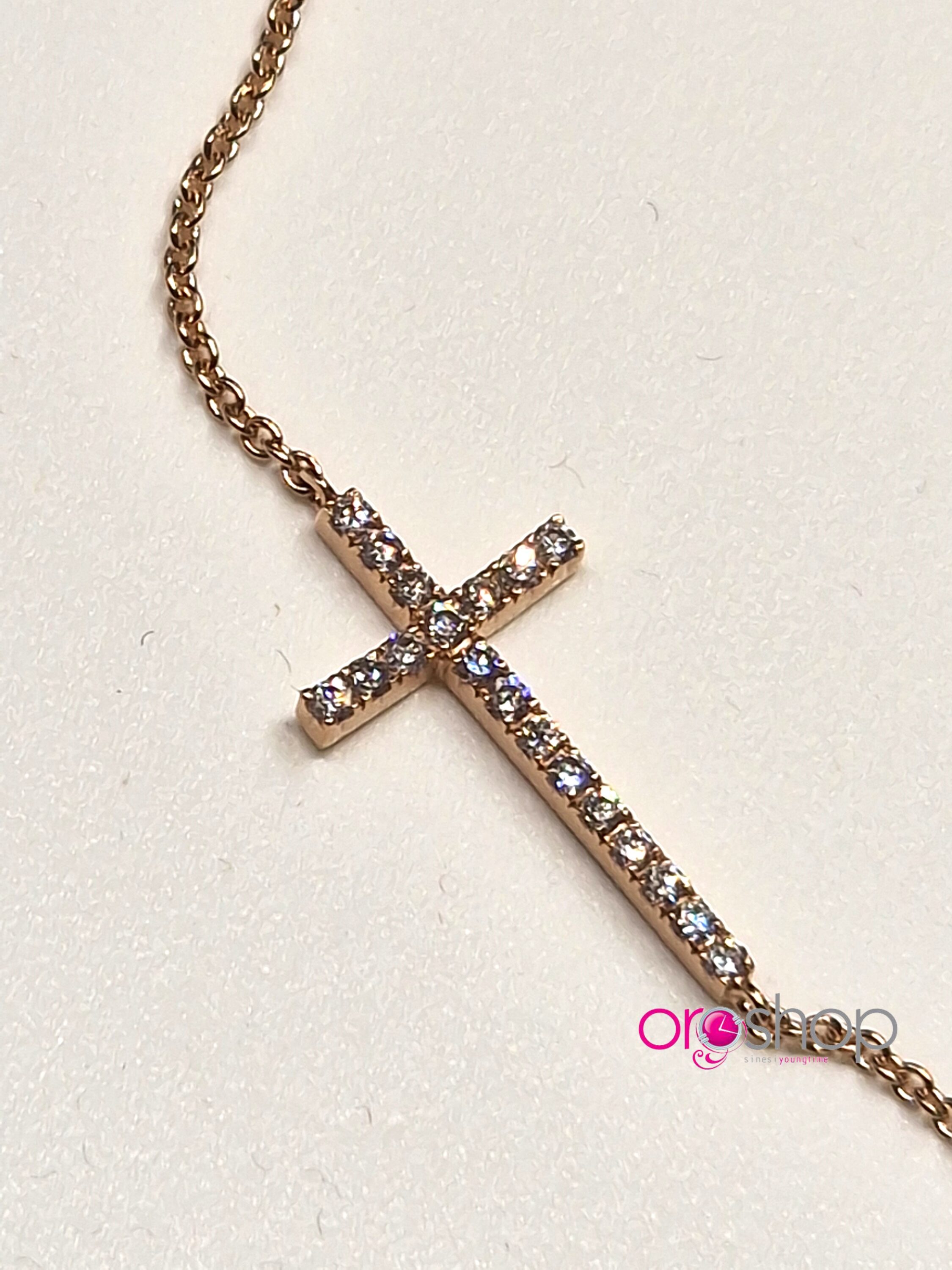 Bracciale Oro rosa kt 18 croce Crivelli b 0,10 G - immagine 2