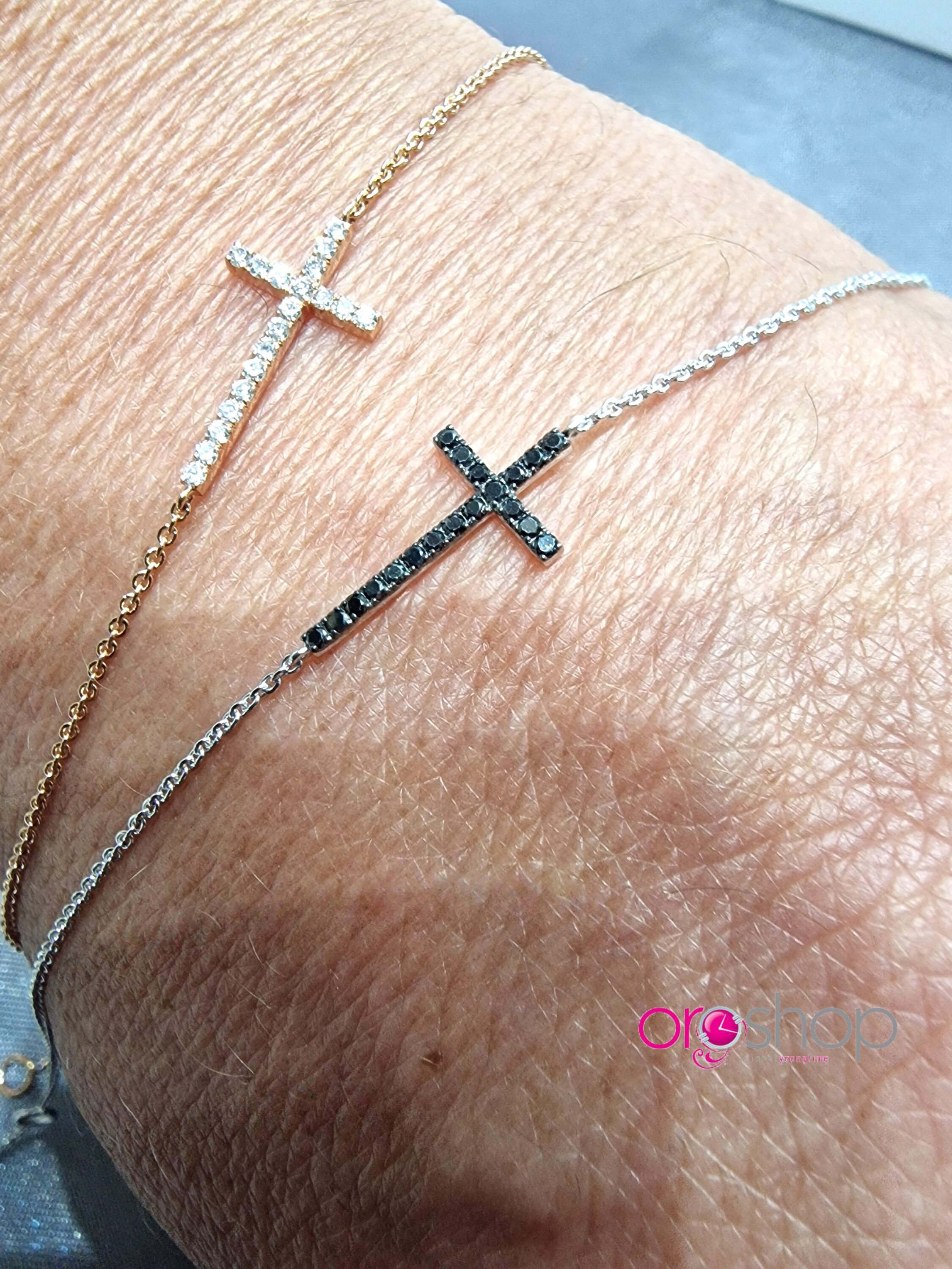 Bracciale Oro rosa kt 18 croce Crivelli b 0,10 G - immagine 3