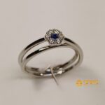 Anello oro bianco kt 18 moretta zaffiro blu diama - immagine 5