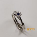Anello oro bianco kt 18 moretta zaffiro blu diama - immagine 6