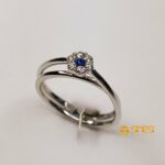 Anello oro bianco kt 18 moretta zaffiro blu diama