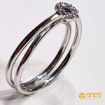 Anello oro bianco kt 18 moretta zaffiro blu diama - immagine 4