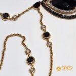 Collier pendente onice goccia diamanti bianchi ner - immagine 4