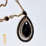 Collier pendente onice goccia diamanti bianchi ner - immagine 5