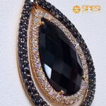 Collier pendente onice goccia diamanti bianchi ner - immagine 8