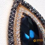 Collier pendente onice goccia diamanti bianchi ner - immagine 7