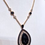 Collier pendente onice goccia diamanti bianchi ner - immagine 9