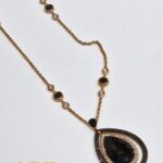 Collier pendente onice goccia diamanti bianchi ner - immagine 10