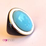 Anello argento 925 placcato giallo pietra Turchese