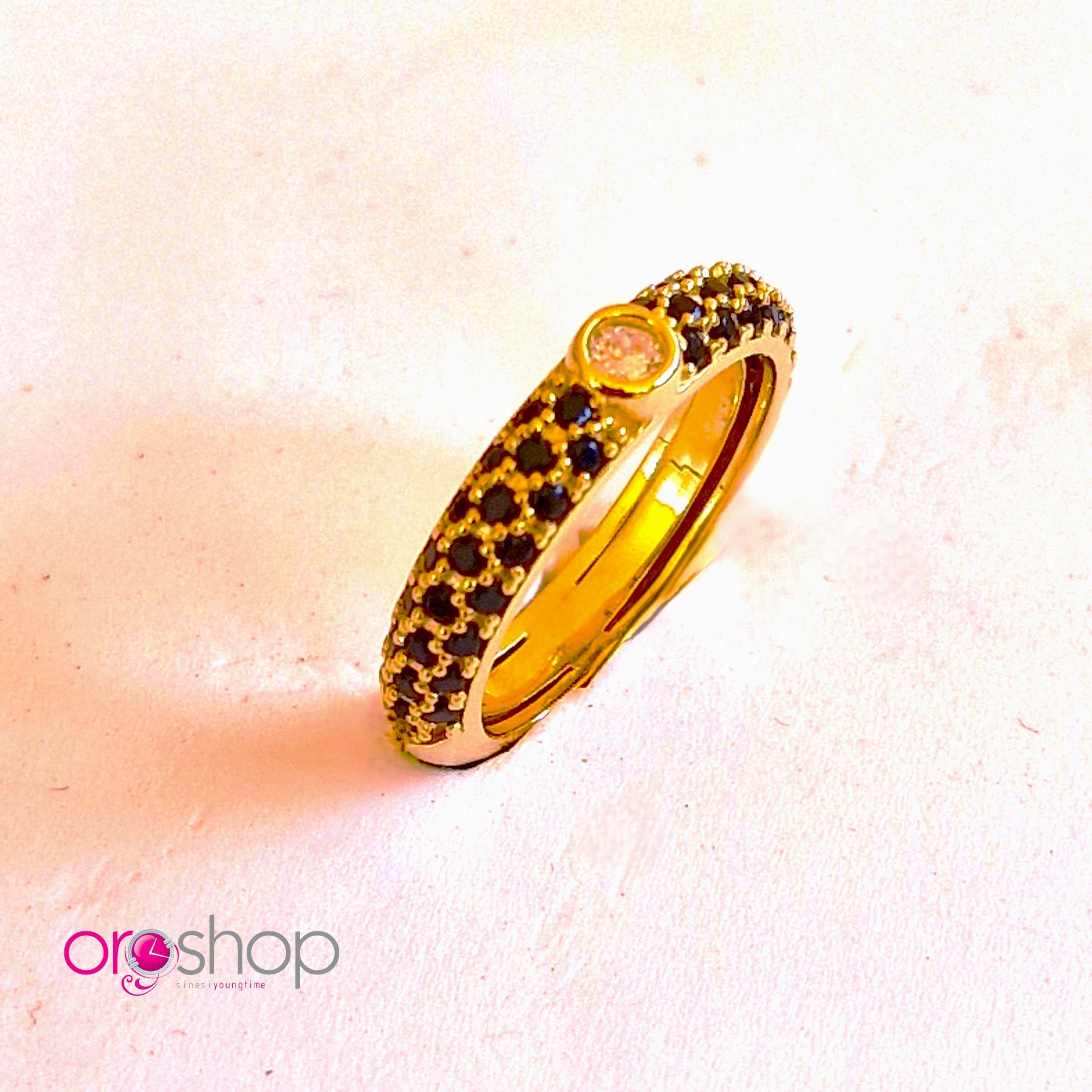 Anello argento 925 placcato oro giallo zirconi bia