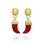 Orecchini argento 925 dorati Leone e Zanne