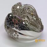 Anello OB 18 kt  fascione Diamanti neri bianchi - immagine 2