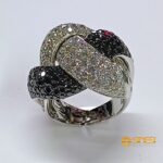 Anello OB 18 kt  fascione Diamanti neri bianchi